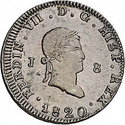 Large Obverse for 8 Maravedies 1820 coin