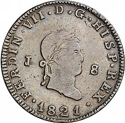 Large Obverse for 8 Maravedies 1821 coin