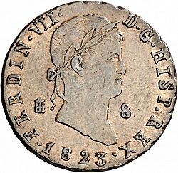 Large Obverse for 8 Maravedies 1823 coin