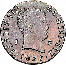 Large Obverse for 8 Maravedies 1827 coin