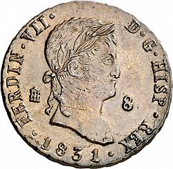 Large Obverse for 8 Maravedies 1831 coin