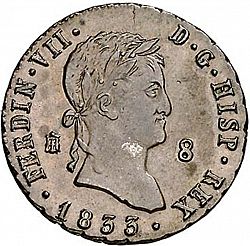 Large Obverse for 8 Maravedies 1833 coin