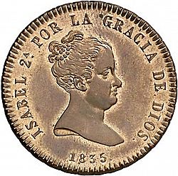 Large Obverse for 8 Maravedies 1835 coin