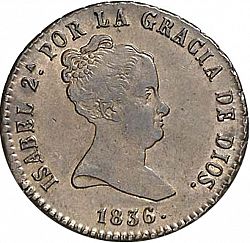 Large Obverse for 8 Maravedies 1836 coin