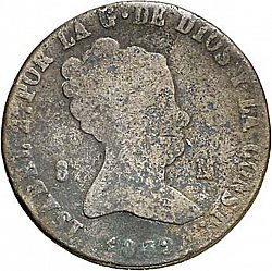 Large Obverse for 8 Maravedies 1839 coin