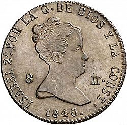 Large Obverse for 8 Maravedies 1840 coin