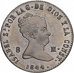 Large Obverse for 8 Maravedies 1844 coin