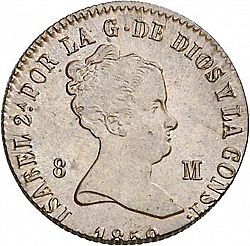 Large Obverse for 8 Maravedies 1850 coin