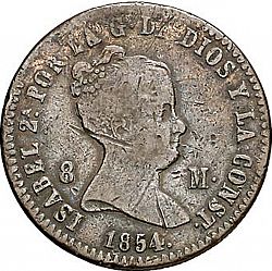 Large Obverse for 8 Maravedies 1854 coin