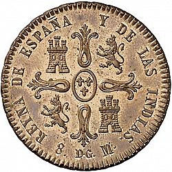 Large Reverse for 8 Maravedies 1835 coin