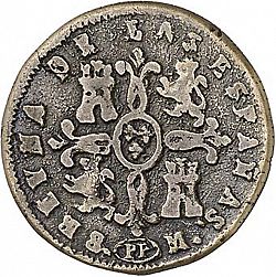 Large Reverse for 8 Maravedies 1837 coin