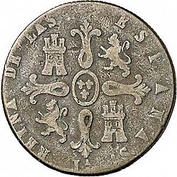 Large Reverse for 8 Maravedies 1838 coin