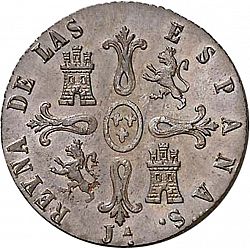 Large Reverse for 8 Maravedies 1848 coin