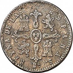Large Reverse for 8 Maravedies 1854 coin