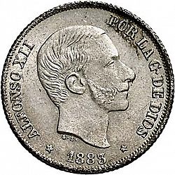 Large Obverse for 10 Centavos Peso 1883 coin