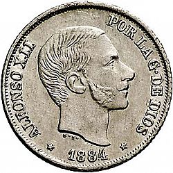 Large Obverse for 10 Centavos Peso 1884 coin