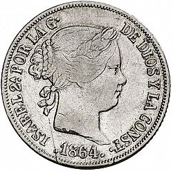 Large Obverse for 10 Céntimos Peso 1864 coin