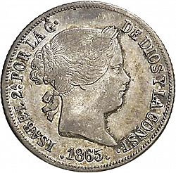Large Obverse for 10 Céntimos Peso 1865 coin