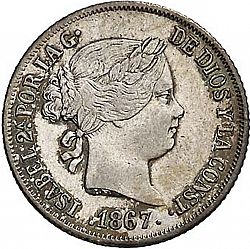 Large Obverse for 10 Céntimos Peso 1867 coin