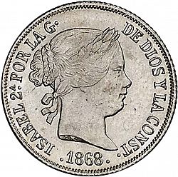 Large Obverse for 10 Céntimos Peso 1868 coin