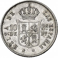 Large Reverse for 10 Céntimos Peso 1864 coin