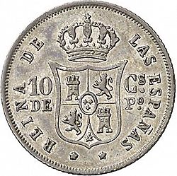 Large Reverse for 10 Céntimos Peso 1865 coin