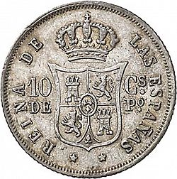 Large Reverse for 10 Céntimos Peso 1867 coin