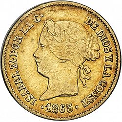 Large Obverse for 1 Peso 1863 coin