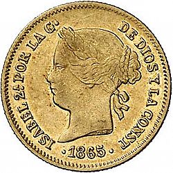 Large Obverse for 1 Peso 1865 coin