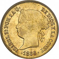 Large Obverse for 1 Peso 1866 coin