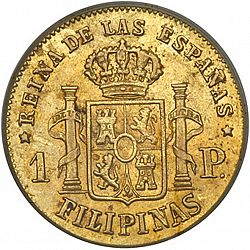 Large Reverse for 1 Peso 1866 coin