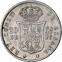 Large Reverse for 20 Centavos Peso 1881 coin