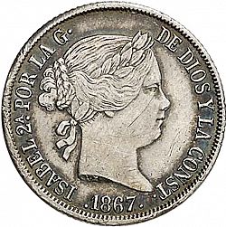 Large Obverse for 20 Céntimos Peso 1867 coin