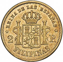 Large Reverse for 2 Pesos 1865 coin