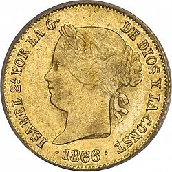 Large Obverse for 4 Pesos 1866 coin