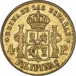 Large Reverse for 4 Pesos 1864 coin