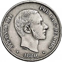 Large Obverse for 50 Centavos Peso 1880 coin