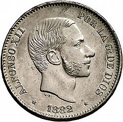 Large Obverse for 50 Centavos Peso 1882 coin