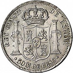 Large Reverse for 50 Centavos Peso 1881 coin