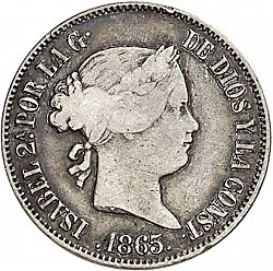 Large Obverse for 50 Céntimos Peso 1865 coin