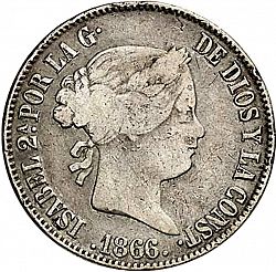 Large Obverse for 50 Céntimos Peso 1866 coin