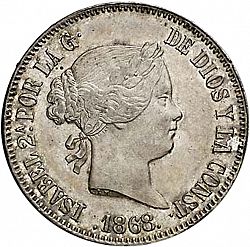Large Obverse for 50 Céntimos Peso 1868 coin