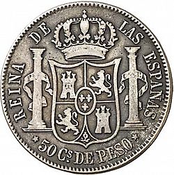 Large Reverse for 50 Céntimos Peso 1867 coin