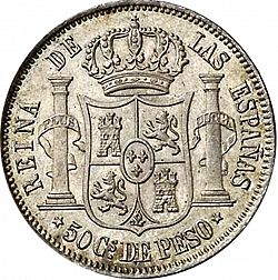 Large Reverse for 50 Céntimos Peso 1868 coin