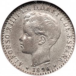 Large Obverse for 10 Centavos Peso 1896 coin