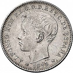Large Obverse for 20 Centavos Peso 1895 coin