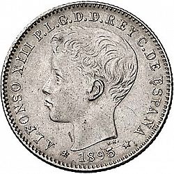 Large Obverse for 20 Centavos Peso 1895 coin