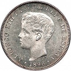 Large Obverse for 40 Centavos Peso 1896 coin