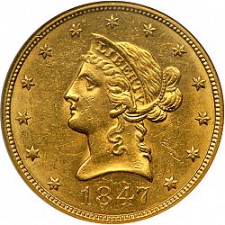 10 dollar 1847 Large Obverse coin