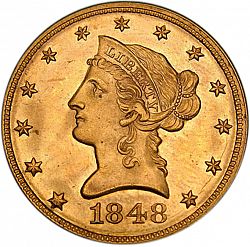 10 dollar 1848 Large Obverse coin